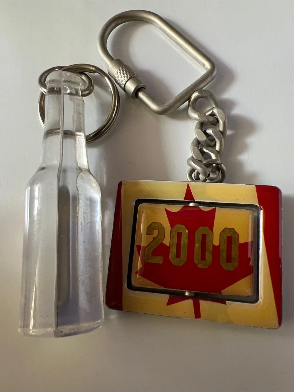 Millennium Maple Keychain & Beer Bottle Key Ring Set - Red and Silver